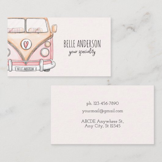 Roze van  visitekaartje (Voorkant / Achterkant)