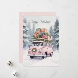 Roze Vanagon Kerstkaart