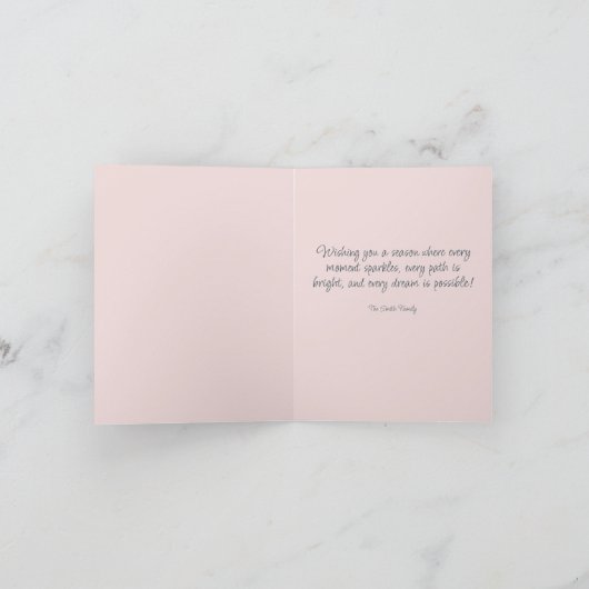 Roze Vanagon Vouw Kerstkaart Feestdagen Kaart (Binnen)