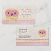Roze Vanilla Lemon Owl Shabby Chic Visitekaartje (Voorkant / Achterkant)