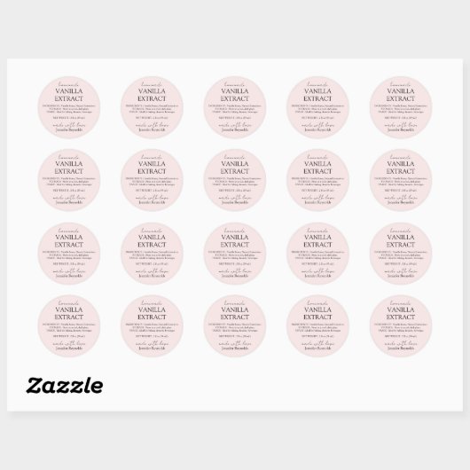 Roze Vanille Extract Labels met instructies (Vel)