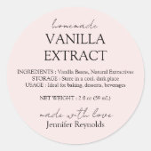 Roze Vanille Extract Labels met instructies (Voorkant)