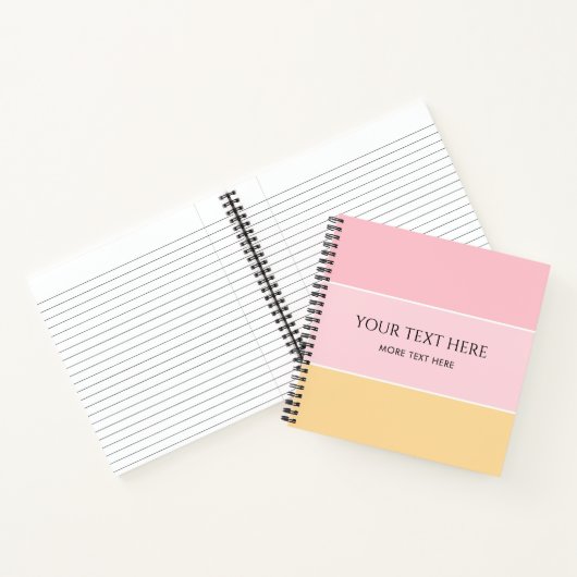  roze vanille geel gestreepte Sjabloon Notitieboek (Binnen)