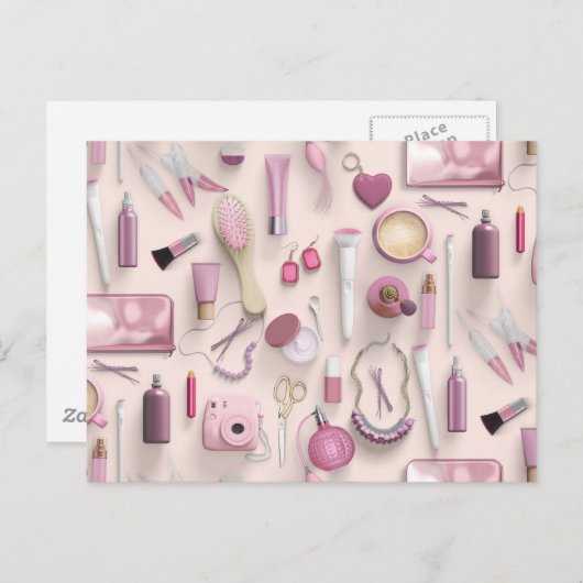 Roze Vanity-tabel Briefkaart (Voorkant / Achterkant)