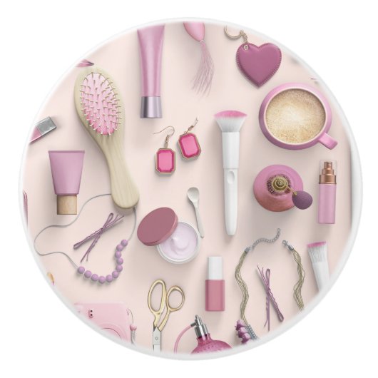 Roze Vanity-tabel Keramische Knop (Voorkant)