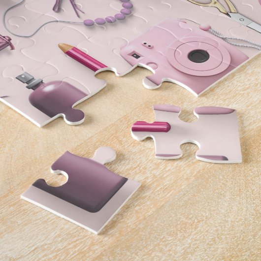 Roze Vanity-tabel Legpuzzel (Zijkant)