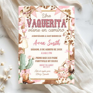 Roze Vaquerita Spaanse Baby Shower Kaart