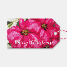 Roze variabele poinsettias Holiday Cadeaulabel