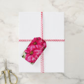 Roze variabele poinsettias Holiday Cadeaulabel (Met Touw)