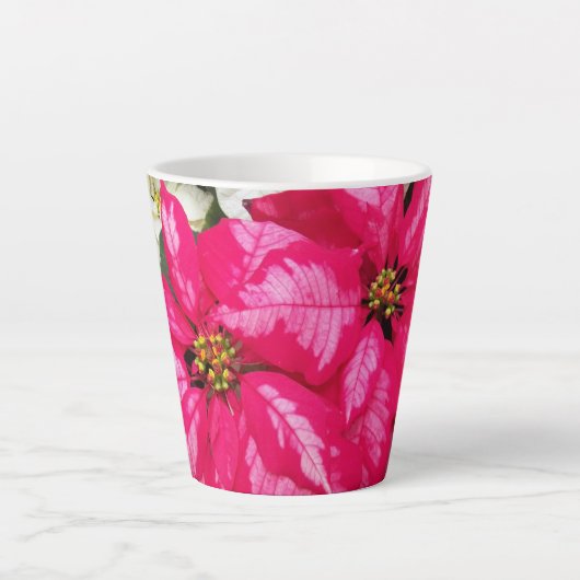 Roze variabele poinsettias Holiday Latte Mok (Voorkant)