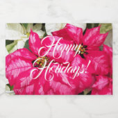 Roze variabele poinsettias Holiday Sparkling Wijnetiket (Enkel label)