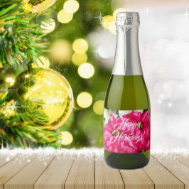 Roze variabele poinsettias Holiday Sparkling Wijnetiket
