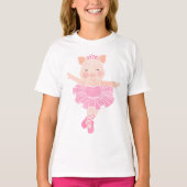 Roze varken dansen ballet t-shirt (Voorkant)