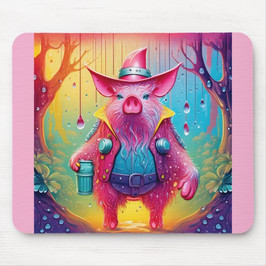 Roze Varken De Cowboy Muismat (Voorkant)