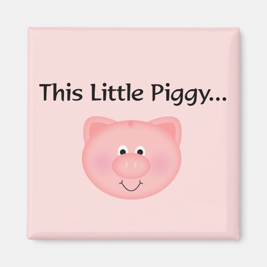 Roze Varken deze kleine pruik Magneet (Voorkant)