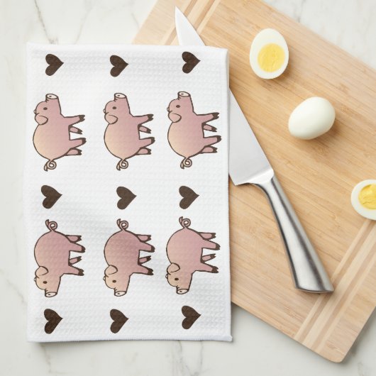 Roze Varken en Hart Handdoek (Quarter Fold)
