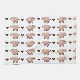 Roze Varken en Hart Handdoek