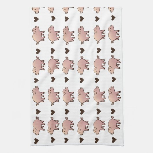 Roze Varken en Hart Handdoek (Verticaal)