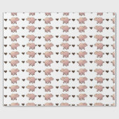Roze Varken en Hart Wrapping Papier (Vlak)