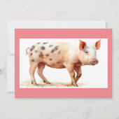 Roze Varken Flat Dank u kaart (Voorkant)