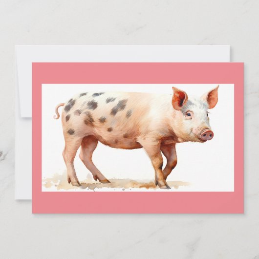 Roze Varken Flat Dank u kaart (Voorkant)