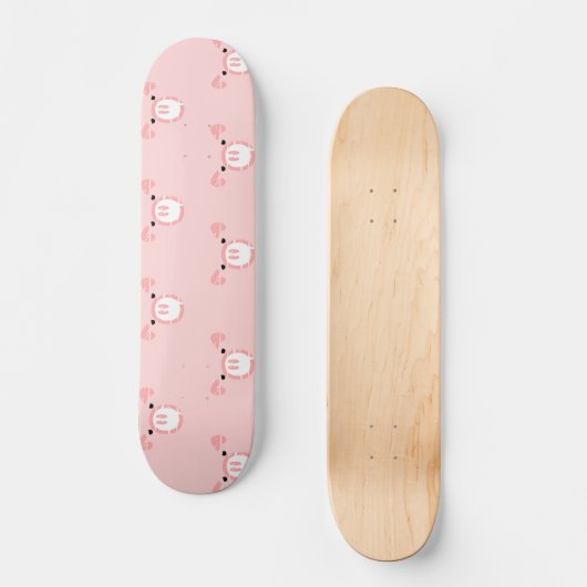Roze Varken Gezicht Herhalend Patroon Skateboard (Voorkant)