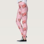 roze varken grappige cartoon leggings (Links)