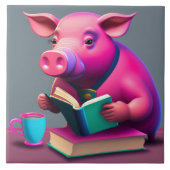 Roze Varken Keramische Tegel Tegeltje (Voorkant)