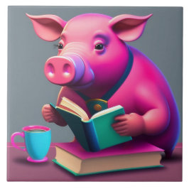 Roze Varken Keramische Tegel Tegeltje