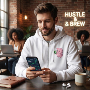 Roze varken met contant geld dat duimen omhoog gee hoodie