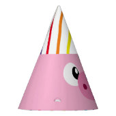 Roze varken met een partijfeest pet pet feesthoedjes (Links)