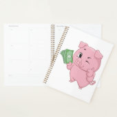 Roze varken met geld dat duim omhoog geeft planner (Display)