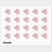 Roze varken met geld dat duim omhoog geeft vierkante sticker (Vel)