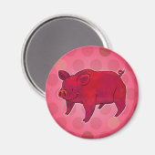 Roze varken met stippelmagneet magneet (Voorkant / Achterkant)