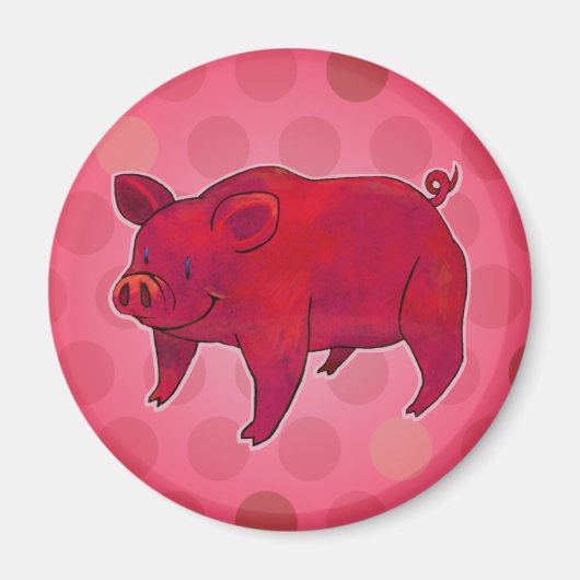 Roze varken met stippelmagneet magneet (Voorkant)