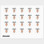 ROZE VARKEN RONDE STICKER (Vel)