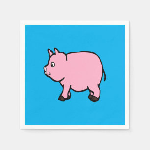 Roze Varken Standaard Cocktail Papieren servetten