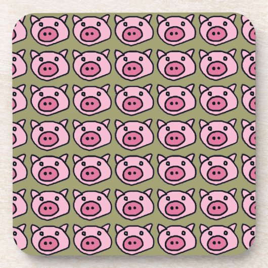 Roze varkens bier onderzetter (Voorkant)