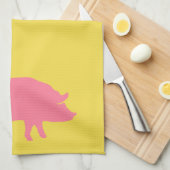 Roze Varkens op Geel Theedoek (Quarter Fold)