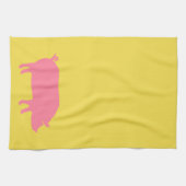Roze Varkens op Geel Theedoek (Horizontaal)