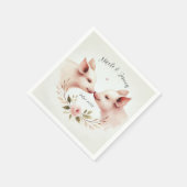 Roze Varkens Snout Naar Snout Bloemen Rustieke Huw Servet (Hoek)