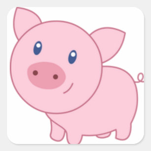 Roze varkens vierkante sticker