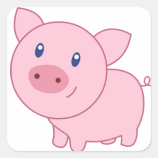 Roze varkens vierkante sticker (Voorkant)