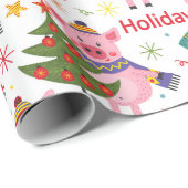 Roze varkens voor Kerstmis Cadeaupapier (Rol Hoek)