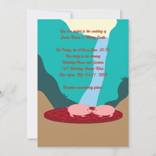 Roze Varkens Watervaltapijt Bathtub Weddenschap Kaart (Achterkant)