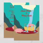 Roze Varkens Watervaltapijt Bathtub Weddenschap Kaart (Voorkant / Achterkant)