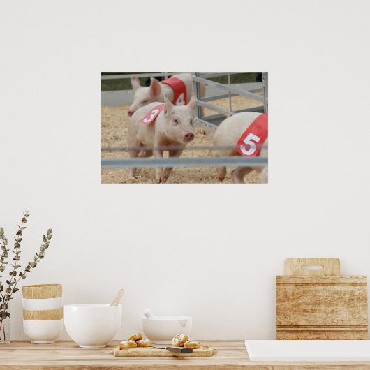 Roze varkensbiggetje nummer drie poster (Keuken)