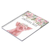 Roze varkensbloem Watercolor monogram Notitieboek (Linkerzijde)