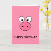 Roze Varkensgezicht Kaart (Gele Bloem)