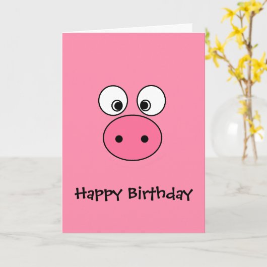 Roze Varkensgezicht Kaart (Gele Bloem)